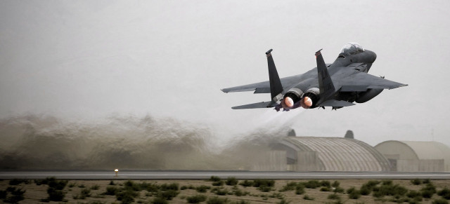 Fighter jet takeoff smoke precisionism free wallpaper - medium preview image