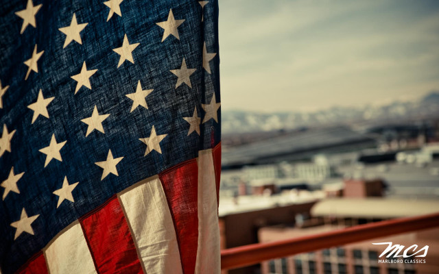 American flag balcony city background free wallpaper - medium preview image