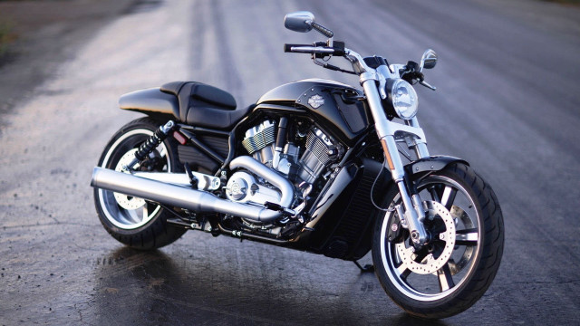 Black motorcycle wet road forest free wallpaper - medium preview image