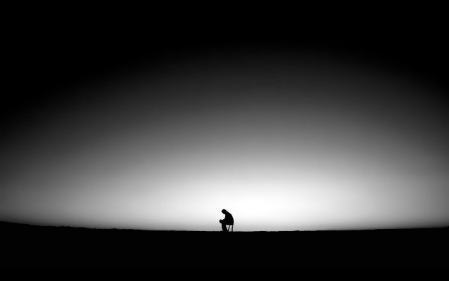 Sunset field person distant silhouette free wallpaper - medium preview image