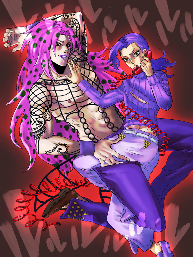 Costumed couple knife madhouse lineart free wallpaper - medium preview image