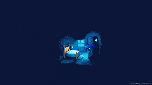 Cartoon character dark room bed free wallpaper - medium preview image