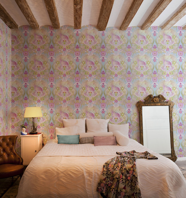 Bed white comforter mirror wall free wallpaper - medium preview image