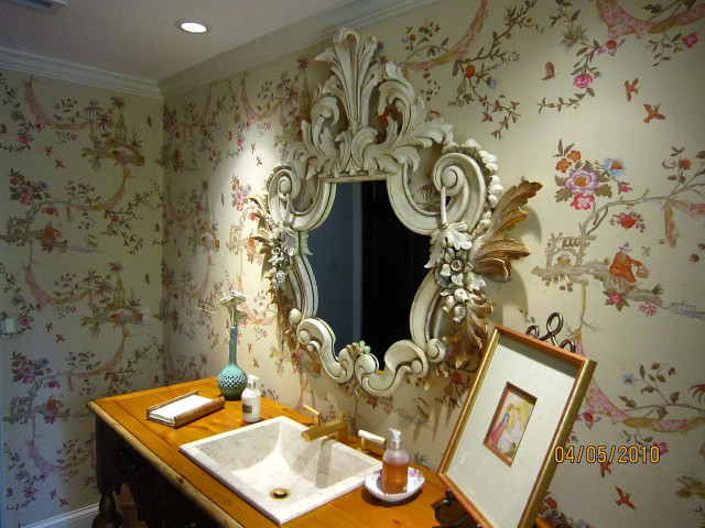 Bathroom sink mirror corner floral free wallpaper - medium preview image