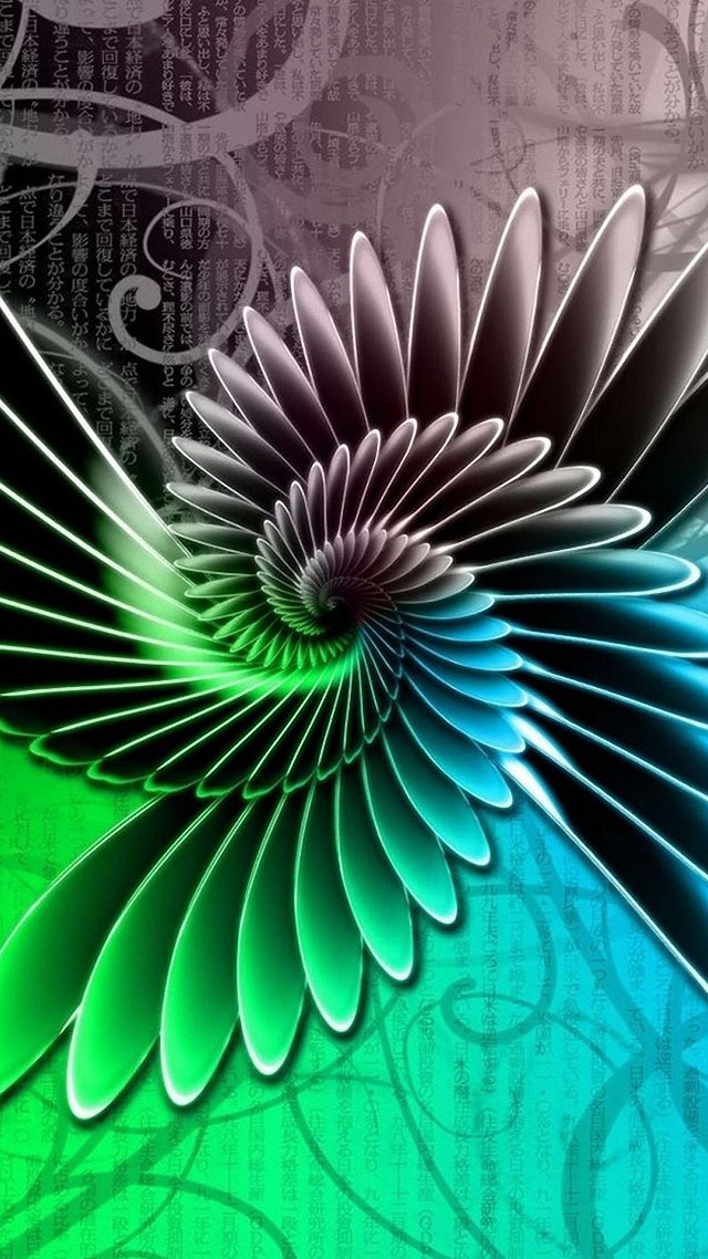 Colorful flower swirls side green free wallpaper - medium preview image