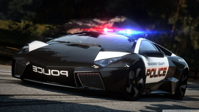 Police car driving forest trees free wallpaper - medium preview image