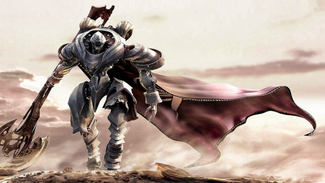 Man armor giant axe desert free wallpaper - medium preview image