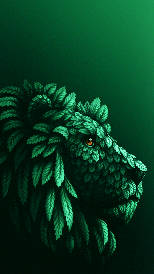Green animal leafy pattern head #2 free wallpaper - medium preview image