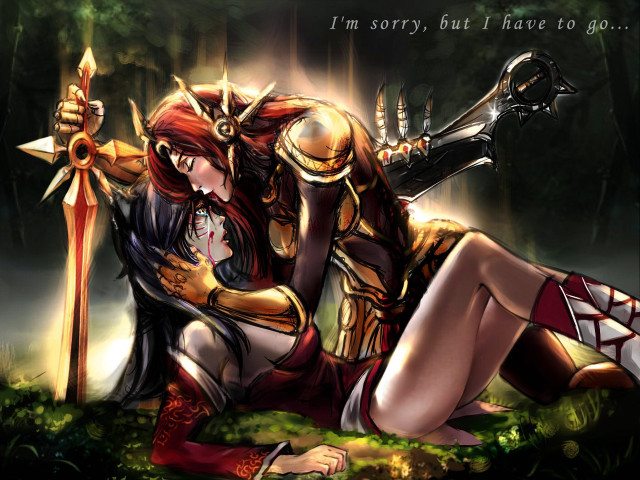 Women sitting grass field sword free wallpaper for desktop - medium preview image