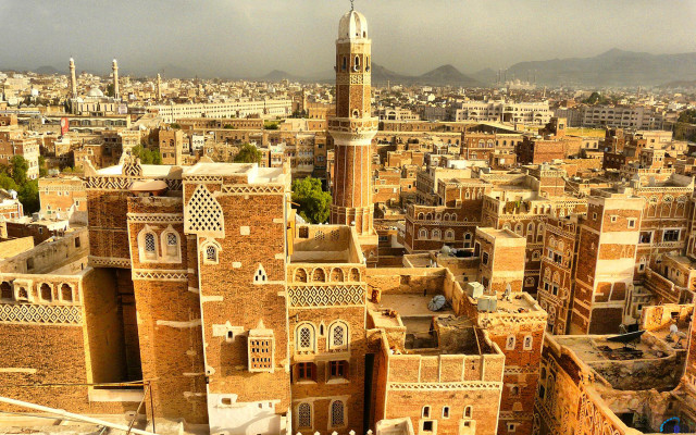 Clock tower cityscape cloudy sky free wallpaper - medium preview image