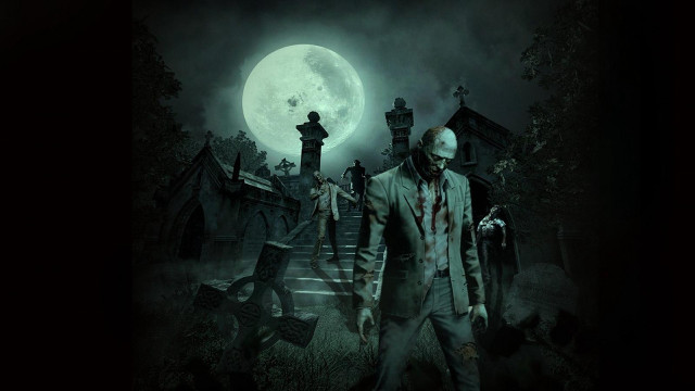 Zombies cemetery dark moon group free wallpaper - medium preview image