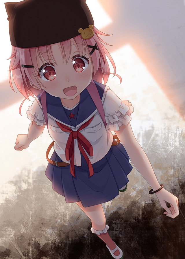 Girl hat dress walking street free wallpaper - medium preview image