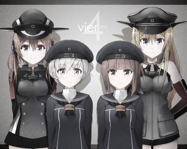 Anime girls hats uniforms caption free wallpaper - medium preview image