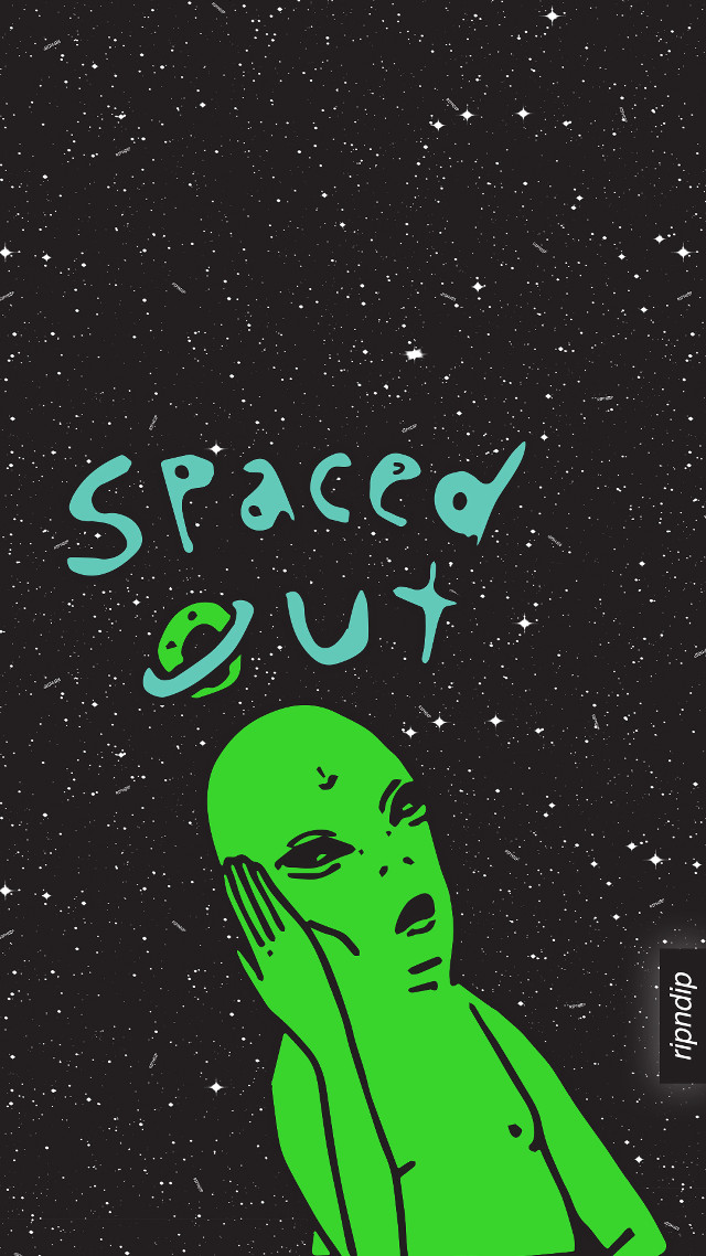 Green alien hand face spaced free wallpaper - medium preview image