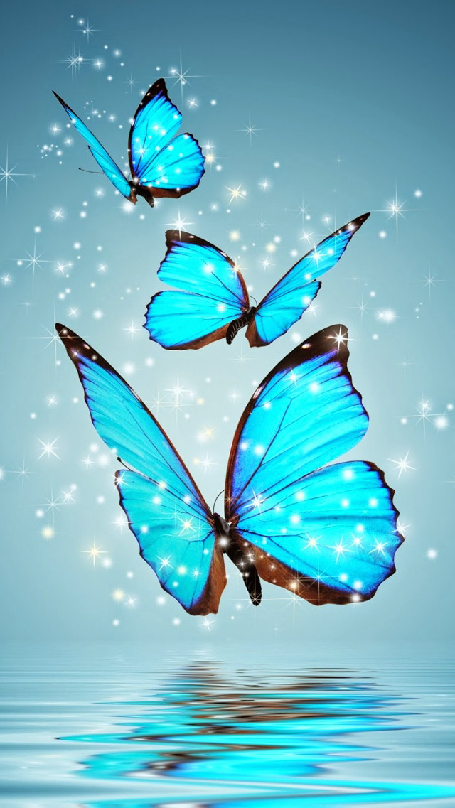Blue butterflies flying water sparkles #2 free wallpaper - medium preview image