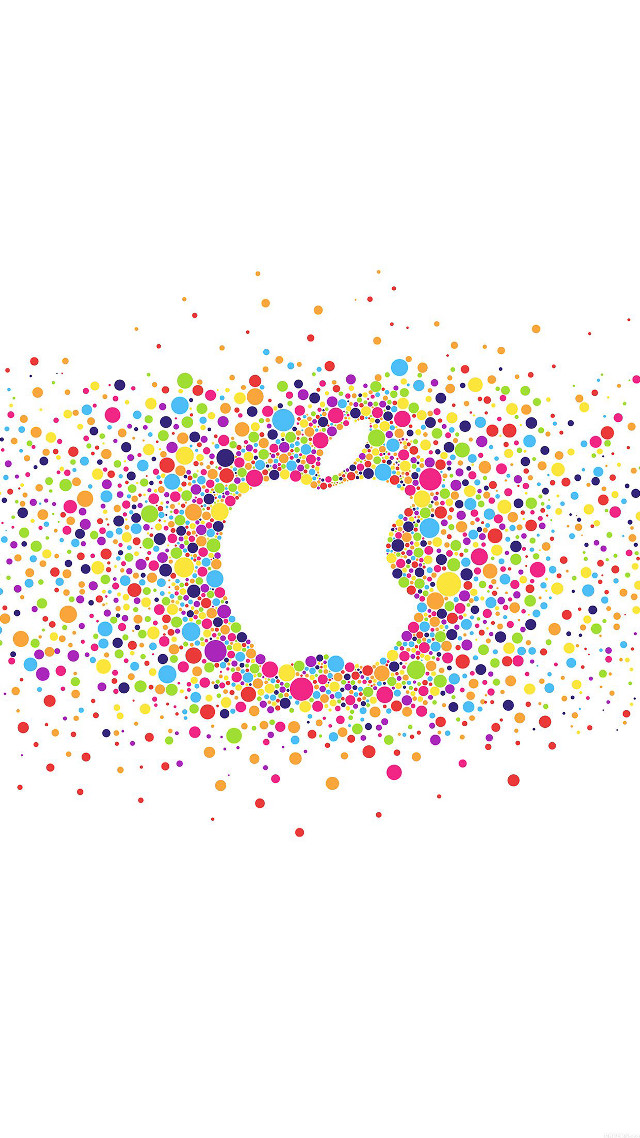 White apple logo colorful dots free wallpaper - medium preview image