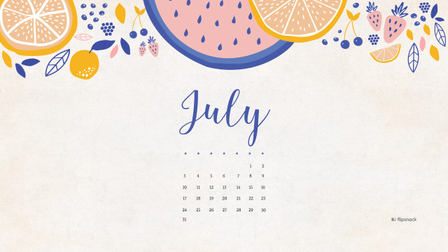 Calendar fruit july minimalist vector free wallpaper - medium preview image