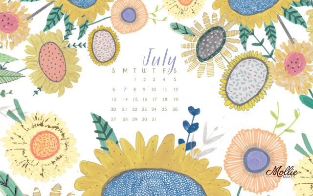 Sunflower calendar july2013 floral naive free wallpaper - medium preview image