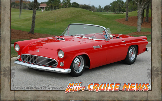Red classic car driveway green free wallpaper - medium preview image