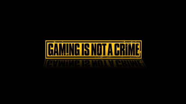 Gaming not crime warning yellow free wallpaper - medium preview image