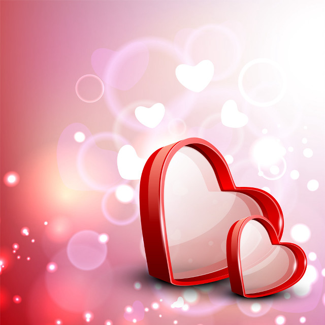 Two hearts pink background bubbles free wallpaper - medium preview image