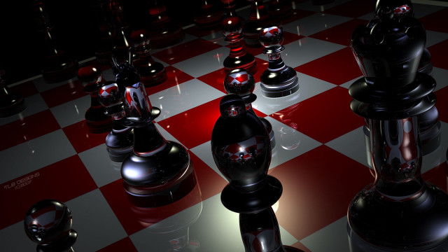 Chess board black red pieces free wallpaper - medium preview image