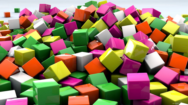 Colorful cubes pile white surface free wallpaper - medium preview image