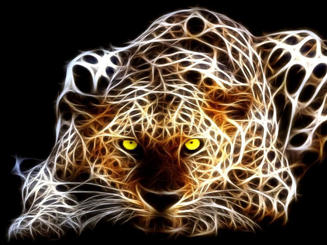 Leopard psychedelic digital art yellow free wallpaper - medium preview image