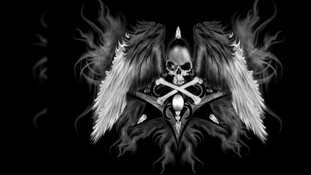 Skull wings cross chest ornate free wallpaper - medium preview image