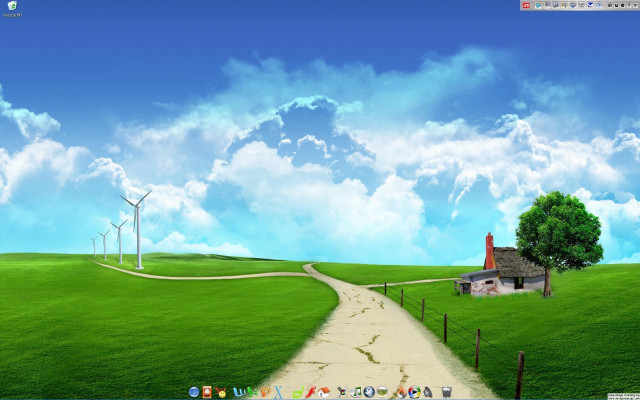 Computer screen house windmills road free wallpaper - medium preview image