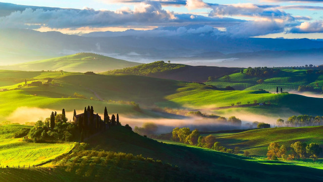Green valley castle cloudy sky free wallpaper - medium preview image