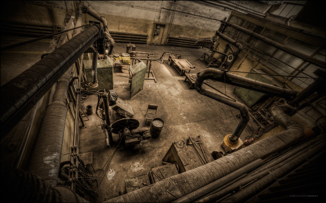 Industrial building pipes machinery inside free wallpaper - medium preview image