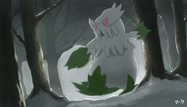 Cartoon white creature forest snow free wallpaper - medium preview image