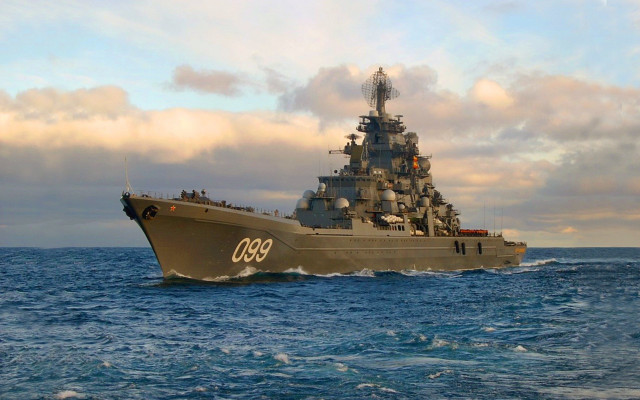 Battleship ocean sky clouds large #2 free wallpaper - medium preview image