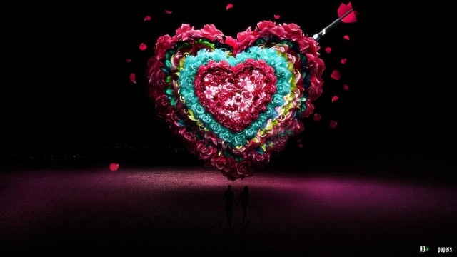 Heart shaped sculpture person holding free wallpaper - medium preview image