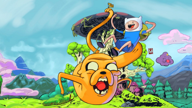 Cartoon characters riding giant orange free wallpaper - medium preview image