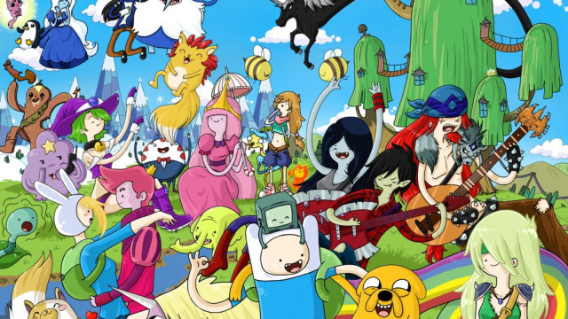 Cartoon characters field trees clouds free wallpaper - medium preview image