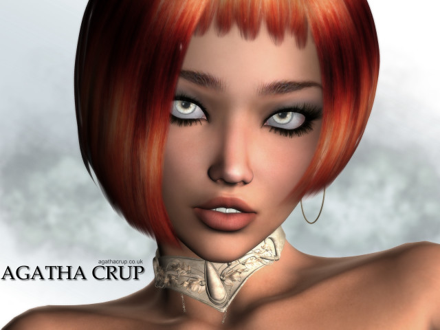 Woman red hair choker necklace free wallpaper - medium preview image