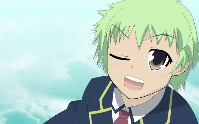 Green hair man blue sky free wallpaper - medium preview image