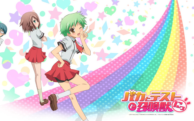 Anime girls rainbow background stars free wallpaper - medium preview image