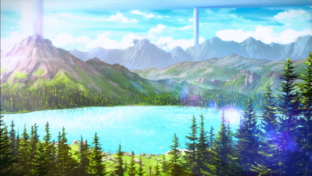 Mountain lake forest rainbow sky free wallpaper - medium preview image