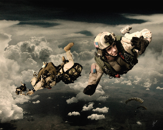 Man parachute suit flying air free wallpaper - medium preview image