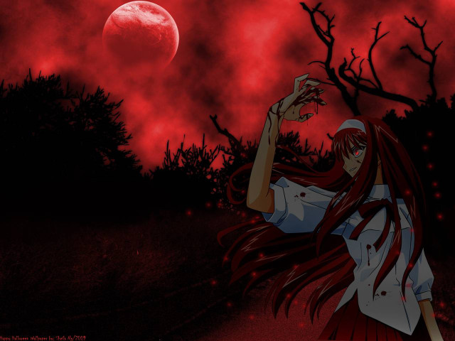 Woman camera red moon trees free wallpaper - medium preview image