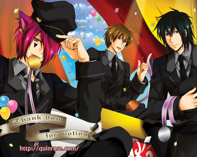 Anime characters stage balloons confetti free wallpaper - medium preview image