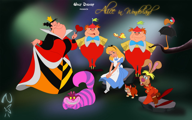Cartoon characters alice in wonderland free wallpaper - medium preview image