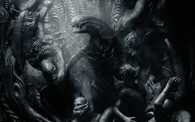 Black white aliens forest trees free wallpaper - medium preview image