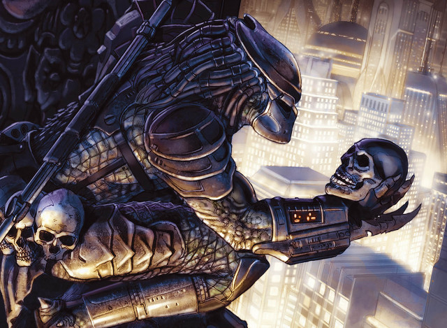 Futuristic man skull robot city free wallpaper - medium preview image