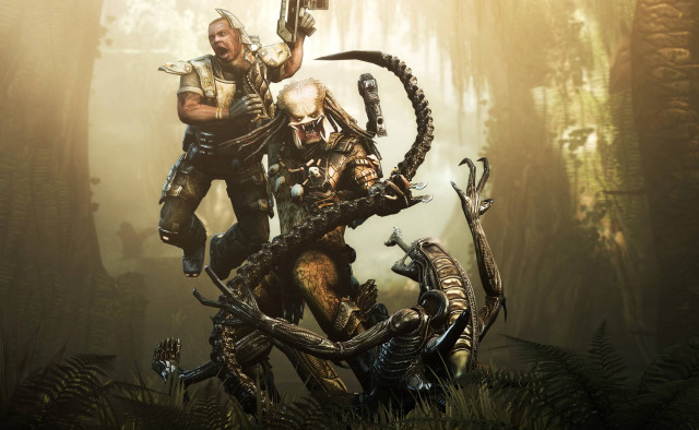Man knife forest alien attacking free wallpaper - medium preview image