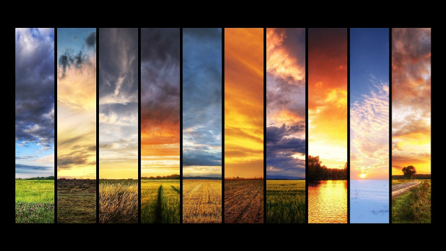 Sunset field water clouds background free wallpaper - medium preview image