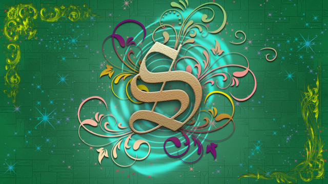 Green background gold purple design free wallpaper - medium preview image